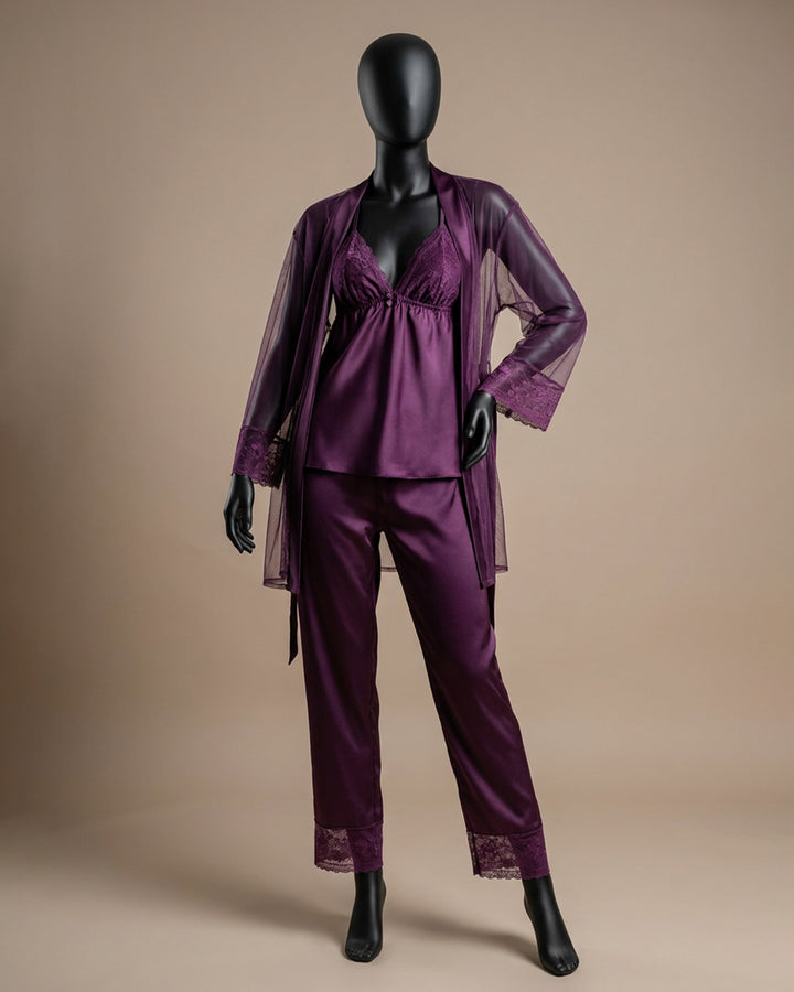طقم بيجامة ساتان 3 قطع 3515-26