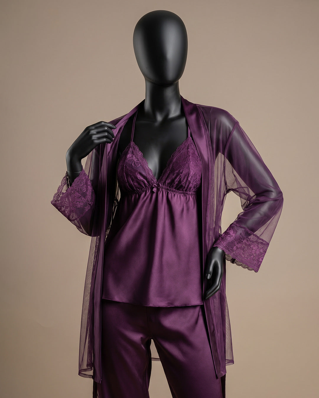 طقم بيجامة ساتان 3 قطع 3515-26