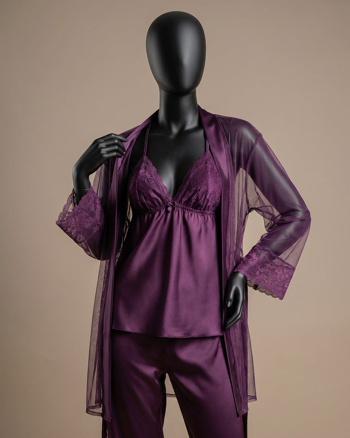 طقم بيجامة ساتان 3 قطع 3515-26