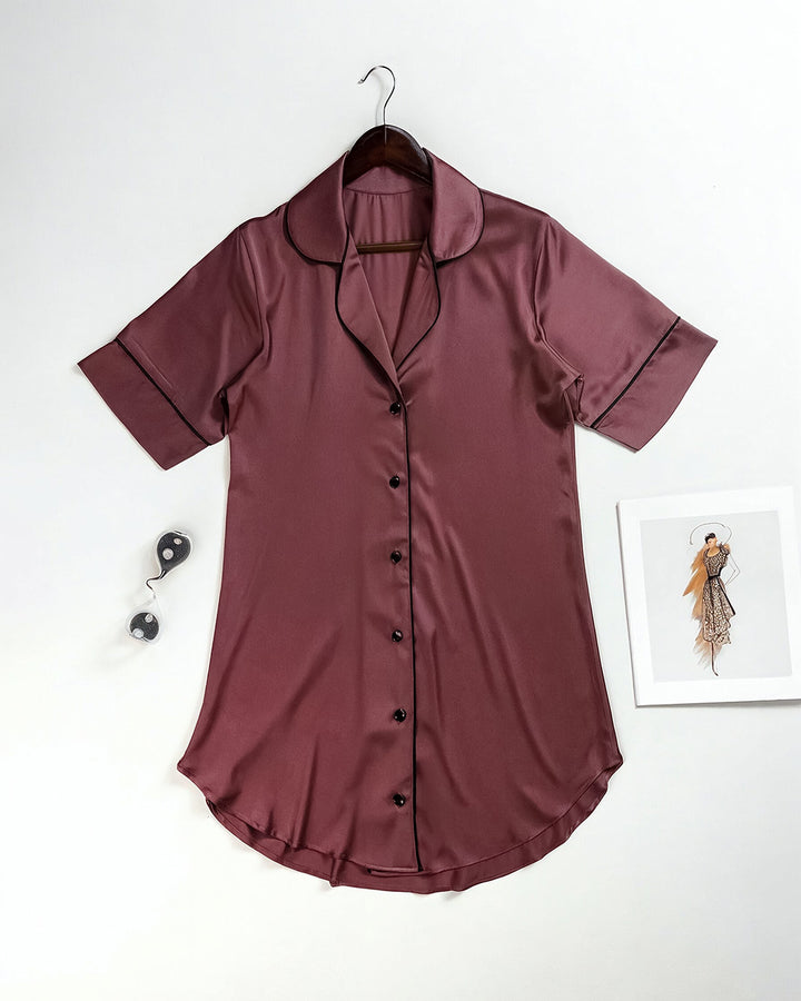 Button-Front Satin Babydoll Shirt 3538-26