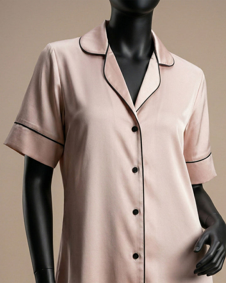 Button-Front Satin Babydoll Shirt 3538-26