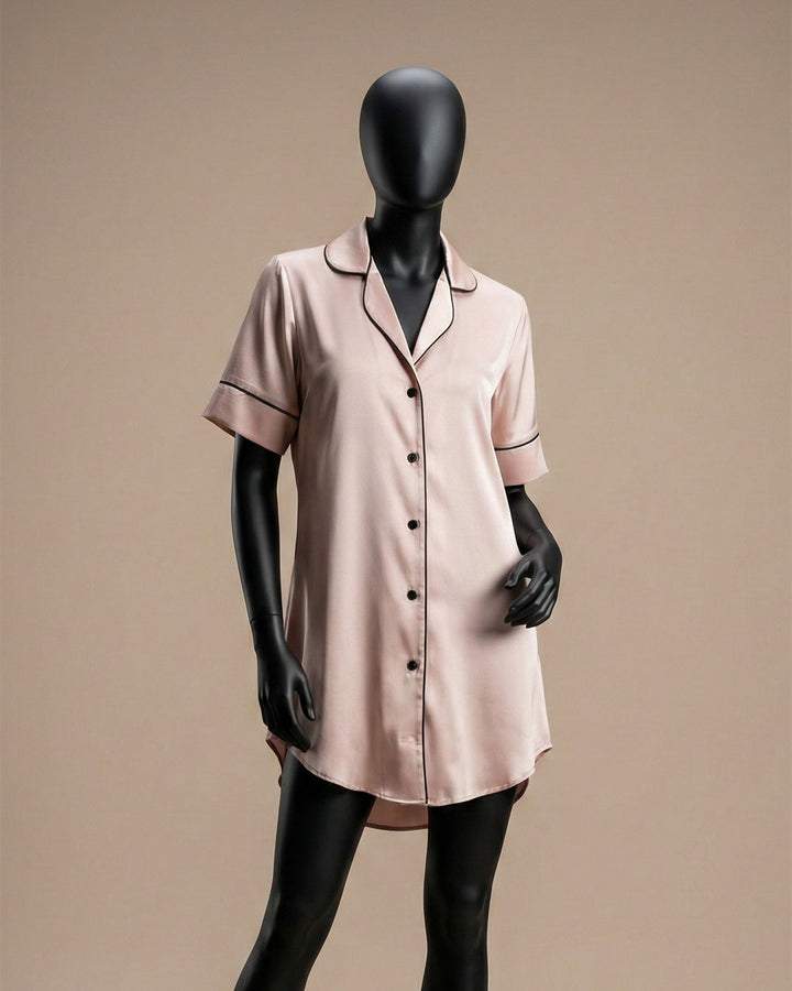 Button-Front Satin Babydoll Shirt 3538-26