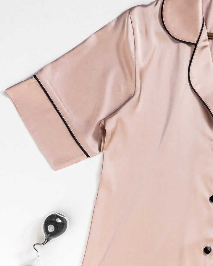 Button-Front Satin Babydoll Shirt 3538-26