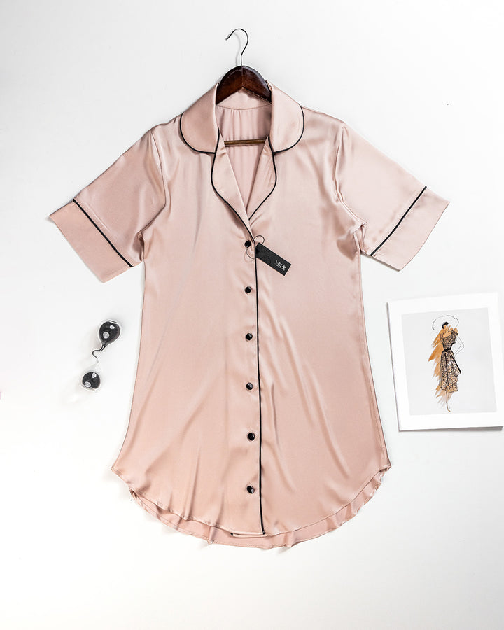 Button-Front Satin Babydoll Shirt 3538-26