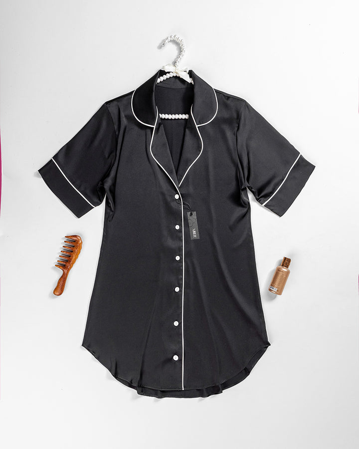 Button-Front Satin Babydoll Shirt 3538-26