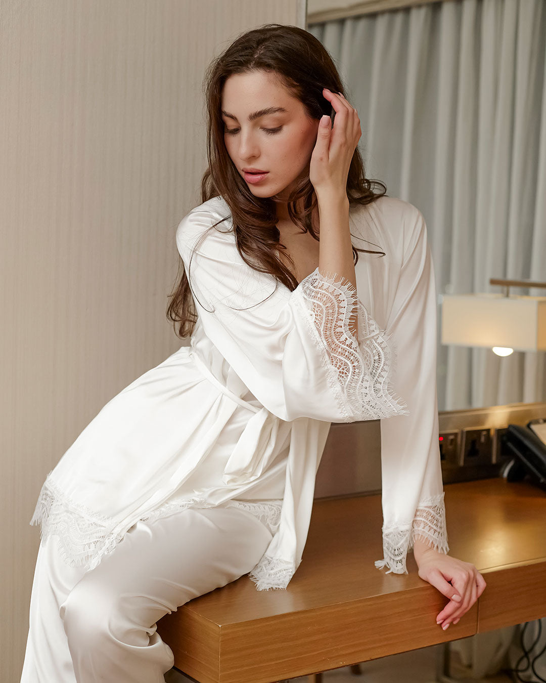طقم بيجامة ساتان 3 قطع 3469-26
